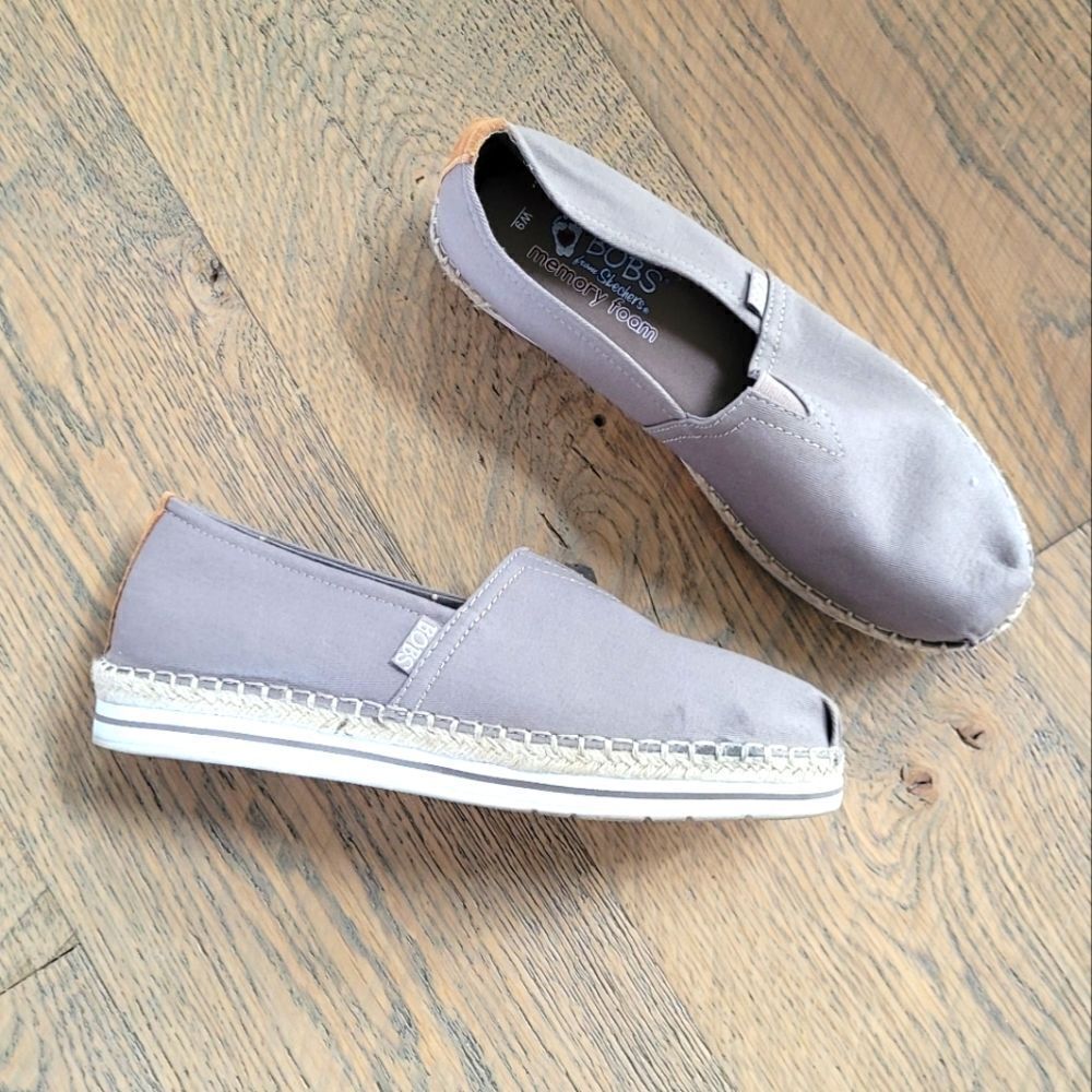 Bobs Breeze Espadrille Flats Memory Foam Taupe Wi… - image 1